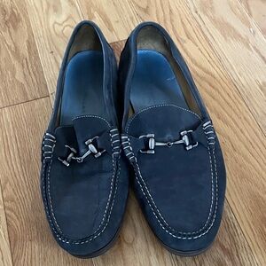 Peter Millar Men's Blue Leather Driving Horsebit Loafers